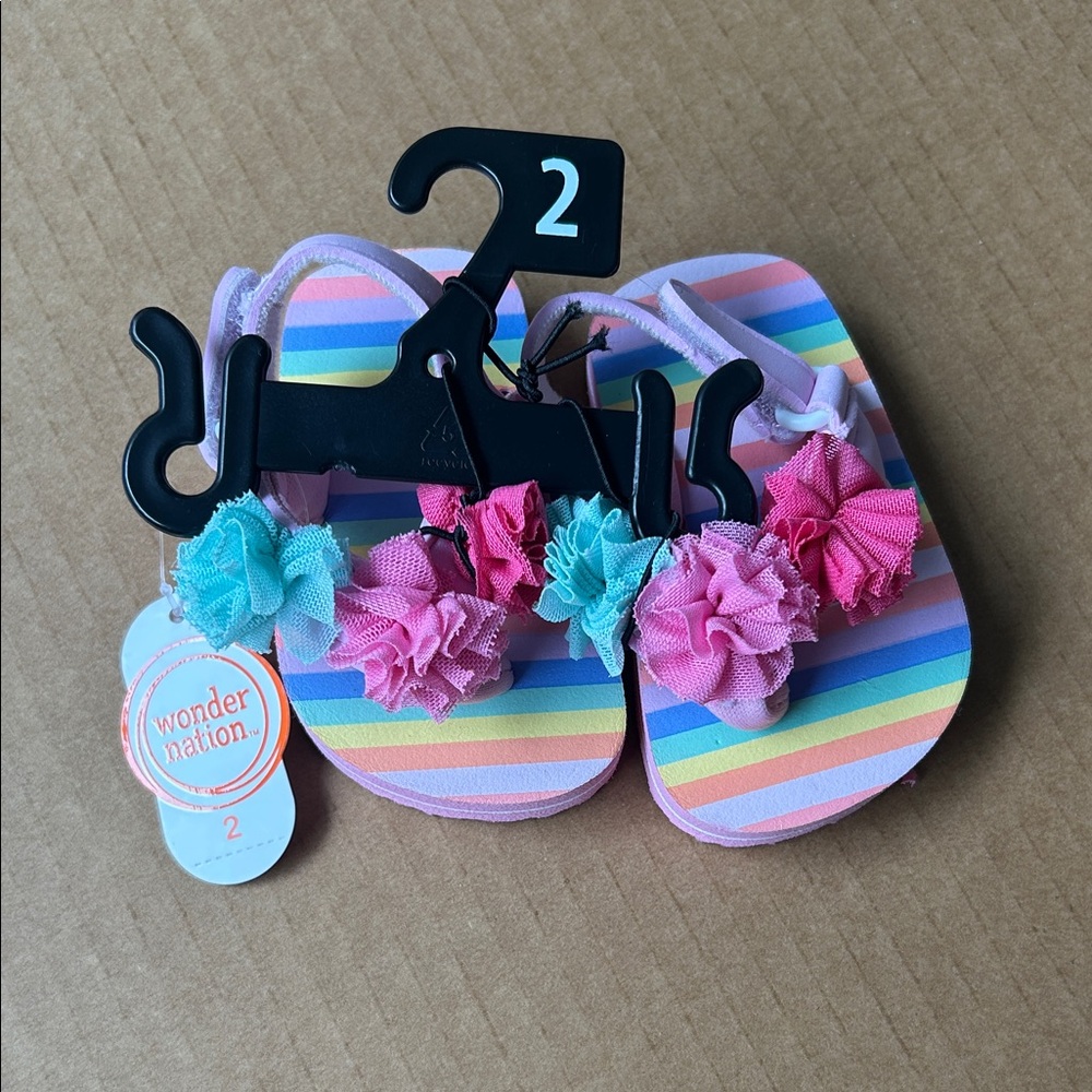 Wonder Nation Kids Striped Floral Sandals